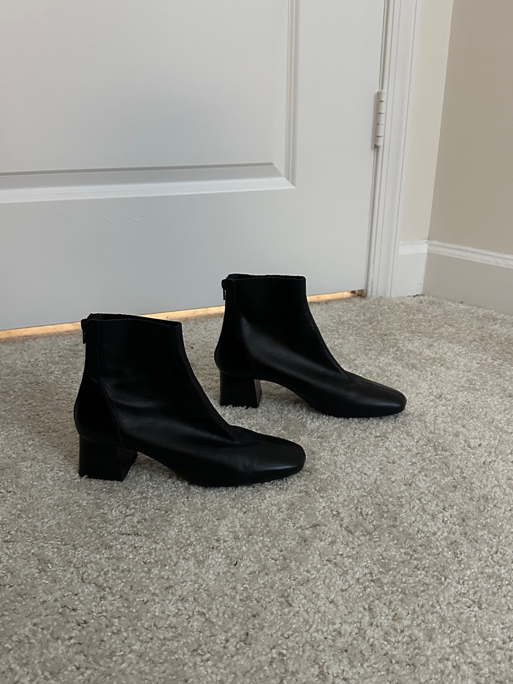 Mango Black Leather Ankle Boots